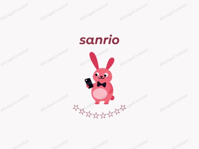 กระต่ายสีชมพูใส่เนคไทถือสมาร์ทโฟน ออกแบบด้วยสไตล์โลโก้ Sanrio ที่น่ารักและสนุกสนาน เหมาะสำหรับธีมโลโก้ที่น่ารัก ตัวละครที่น่ารักนี้เหมาะสำหรับโลโก้สำหรับโปรไฟล์ Instagram ซึ่งจะดึงดูดความสนใจด้วยรูปลักษณ์ที่น่ารักและน่าสนใจ