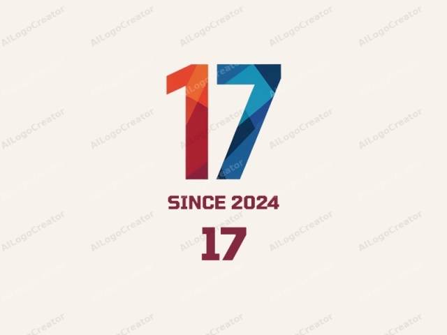 This image is a digital logo featuring the number "17" in a modern, geometric style. The number is centered against a plain, off-white background, which creates a clean and uncluttered appearance. The "1" and "7