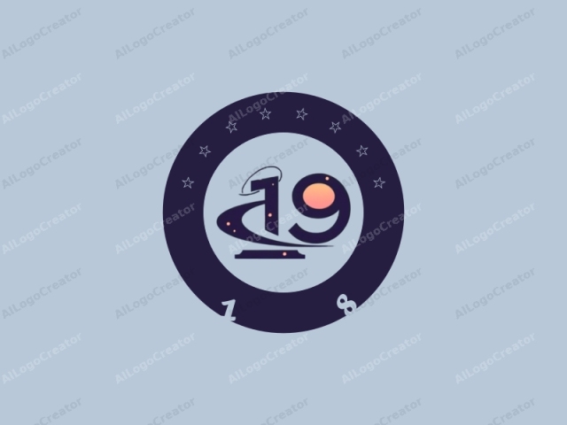 in a minimalist style. This image is a stylized logo with an abstract and modern design. It consists primarily of two numbers "19" and a curved line that intersects them. The numbers and line are written in a bold, sans-serif font and