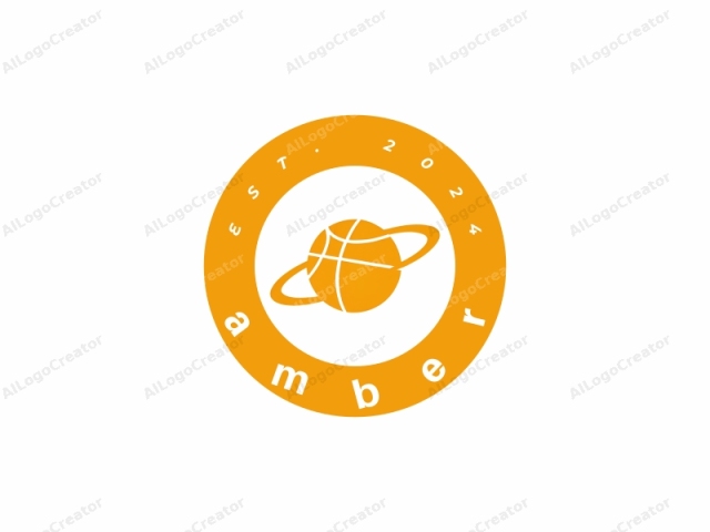 This is a minimalist logo featuring a basketball superimposed with an outline of a planetary orbit, symbolizing the connection between sport and space exploration. The basketball is depicted in a bold, solid orange color, representing the traditional color of basketballs,