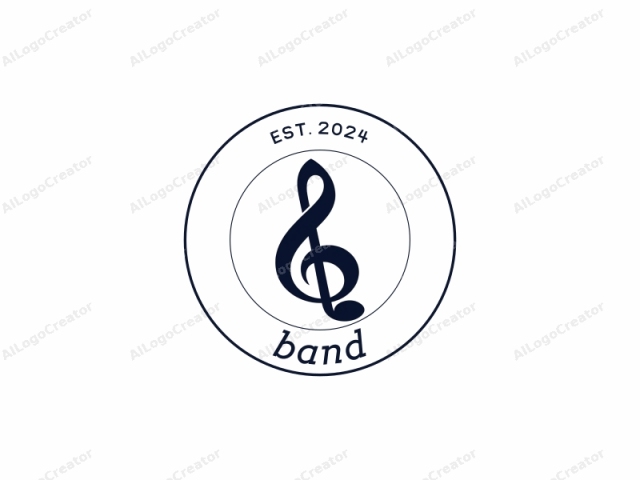 gekennzeichnet durch sein einfaches, aber elegantes Design. Dieses Logo-Bild zeigt ein klassisches musikalisches Violinschlüssel-Symbol, das in einem festen, tiefen Marineblau dargestellt ist. Das Violinschlüssel-Symbol, das häufig verwendet wird, um die Notenlinien und -räume in der Musik anzuzeigen