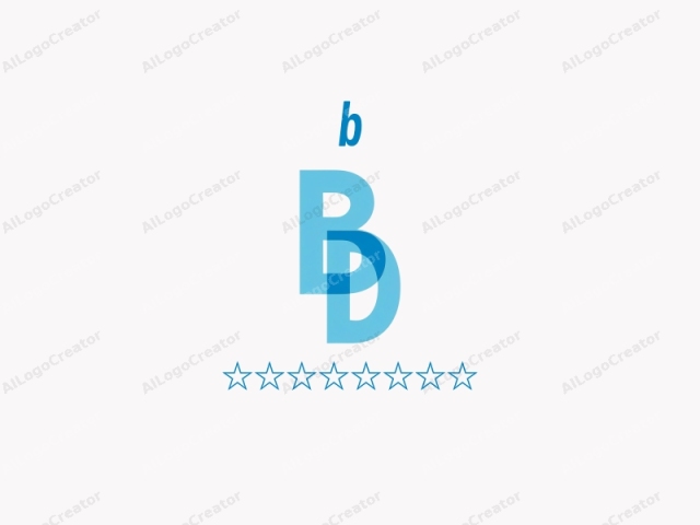 The image is a digital graphic featuring an abstract logo that consists of two overlapping letters: "B" and "D." The "B" is larger and positioned slightly above the "D." Both letters are rendered in shades of blue, with "