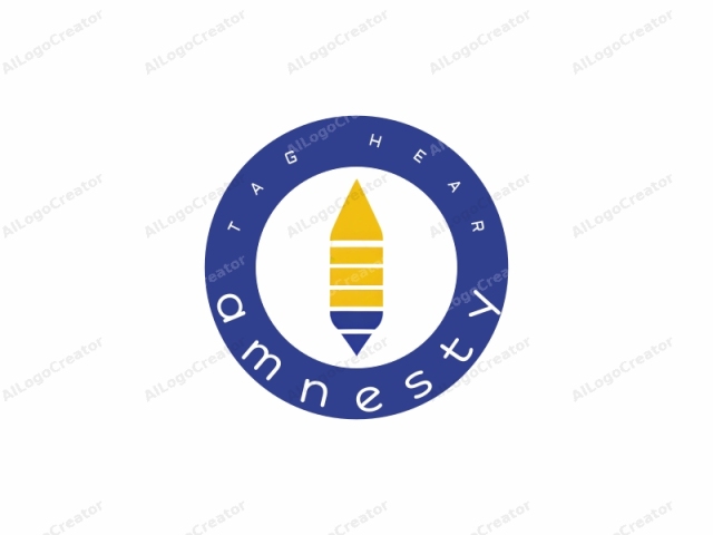 This is a simple, modern logo design featuring an abstract shape. The logo comprises four stacked horizontal stripes, with the top stripe colored yellow and the bottom stripe colored blue. Between these stripes, there are two yellow stripes and one blue stripe, each