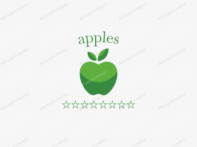 La imagen es un logotipo minimalista y abstracto que presenta una manzana verde estilizada. La manzana está posicionada centralmente sobre un fondo blanco limpio. La manzana en sí está representada en un diseño moderno y plano con una forma simplificada y bordes suaves y redondeados.