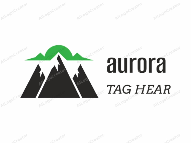 which features an abstract mountain illustration set against a plain white background. The mountains are depicted in black, with a clean, bold, and minimalist design. The three mountain peaks are arranged in a triangular formation, with the tallest peak in the center and
