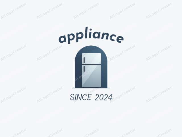 a refrigerator. The image is a minimalist, flat design illustration in a modern, clean style. The subject is a large, upright refrigerator with two doors, both of which are depicted in a light blue-gray color. The top door is slightly smaller