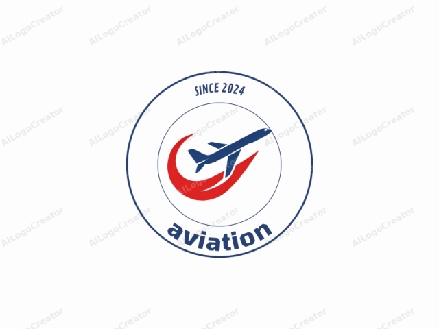 zeigt ein stilisiertes Flugzeug. Dieses Logo ist eine digitale Zeichnung mit sauberen, geometrischen Formen. Das zentrale Bild ist ein minimalistisches Flugzeug, das in dunkelblauer Farbe dargestellt ist, leicht nach rechts gerichtet und nach oben geneigt ist. Die Flügel des Flugzeugs sind ausgefahren,