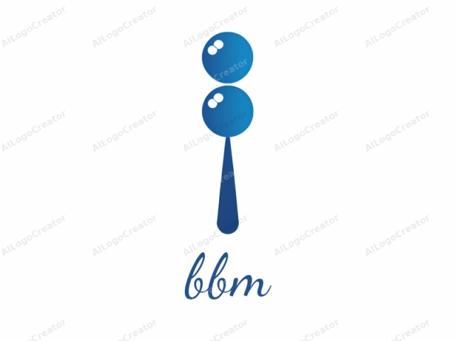 Esta imagen es un logotipo minimalista en forma de un ícono estilizado. Presenta dos grandes esferas azules brillantes colocadas una encima de la otra, cada una reflejando luz para indicar una superficie suave y pulida. Las esferas están conectadas por una línea vertical estrecha