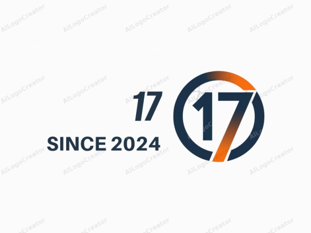 This is a simple, modern logo featuring a dark navy blue circle with a bright orange horizontal line intersecting it. The circle contains a large, bold, navy blue number "17" within it. The number "17" is centered inside the