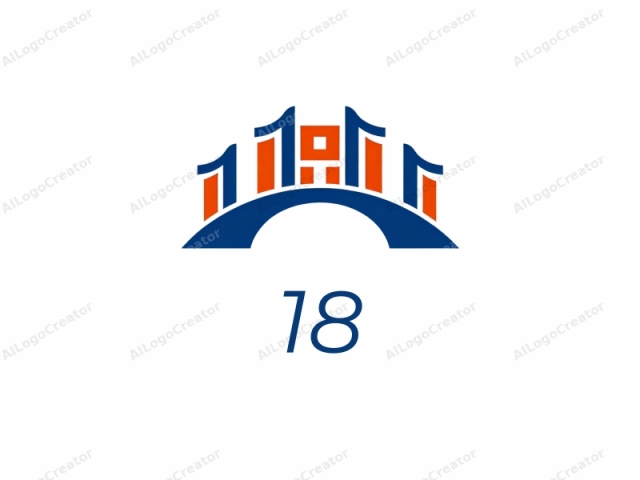 This is a simple yet elegant logo design, featuring a stylized representation of a bridge against a plain white background. The bridge structure is depicted in three main colors: blue, orange, and blue. The blue arches, representing the bridge,