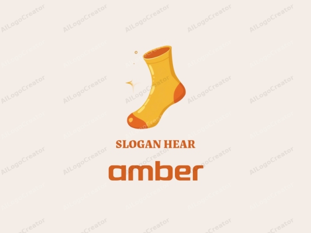 focusing on the textural features of the material used. This is a digital illustration of a single yellow sock, rendered in a cartoonish style with clean lines and solid colors. The sock is depicted from the sole, standing upright and slightly angled to