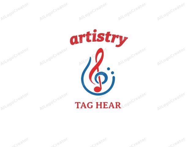 featuring the combination of a musical note and a musical staff. The logo is designed in a minimalist, abstract style, utilizing a monochrome color palette with blue, red, and white. The blue and red elements are seamlessly intertwined, giving the impression of