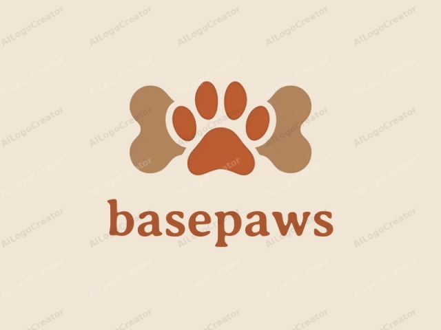 which features a minimalist and abstract design. The image is a digital illustration of a dog's paw print, depicted in a simplistic and modern style. The paw print is rendered in shades of brown and red, with the red representing the paw pads and