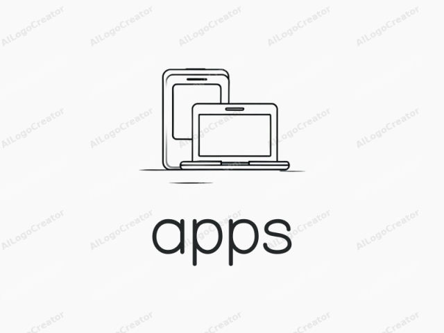 This minimalist logo, rendered in a crisp, black line drawing style, features two laptop devices positioned side by side. The design is devoid of color, emphasizing a clean, monochromatic look. The laptop at the back is larger and slightly angled