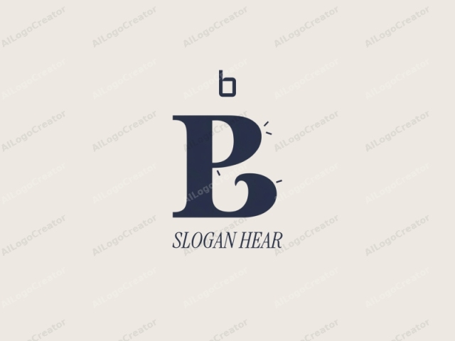 The logo is minimalist and modern, featuring a single, bold, serif letter "B" in dark navy blue. The letter "B" is large, occupying a substantial portion of the image, and its serifs are elongated and elegant,