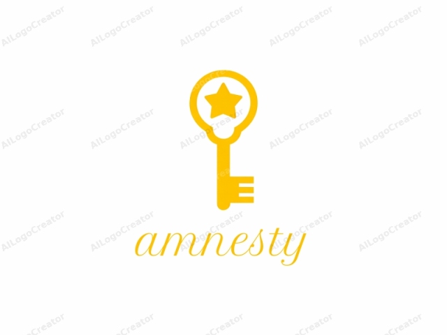 a golden key with a prominent star symbol set within a circular design at its handle. The key's handle features a five-pointed star, which is centrally positioned within a circular outline. The overall design is simplistic and straightforward, with bold lines and