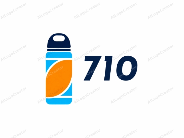 This is a logo design depicting a modern, sleek water bottle with a simple yet eye-catching color scheme. The water bottle is centrally positioned against a plain white background, making it stand out starkly. It features a cylindrical shape with a smooth,