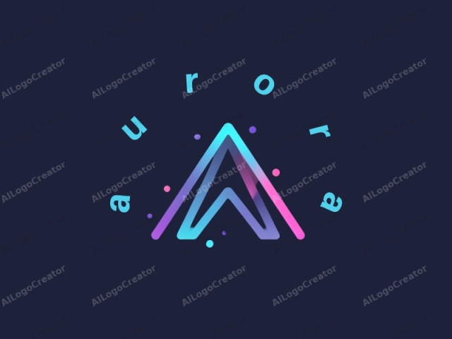 This is a modern, abstract logo designed using digital art techniques. The main subject is an abstract arrow shape composed of multiple thin, curved lines, each transitioning smoothly from one color to another, giving it a dynamic and fluid appearance. The colors used