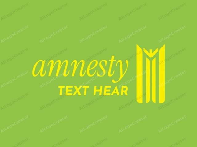 This is a minimalist logo featuring a stylized representation of a flag. The design is centered on a bright green background, providing a stark contrast to the yellow logo. The logo consists of two parallel yellow bars that are thick and slightly curved, resembling