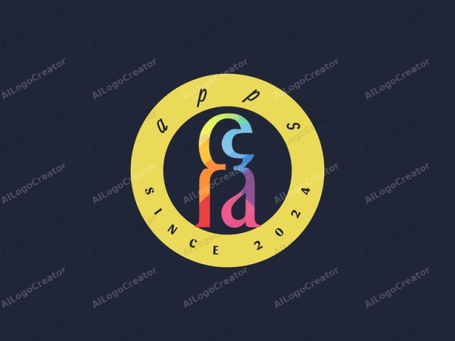 This is a minimalist digital logo featuring a stylized, abstract representation of a letter "a" on a dark navy blue background. The letter "a" is designed with a smooth, continuous line that transitions seamlessly through various vibrant colors. Starting from