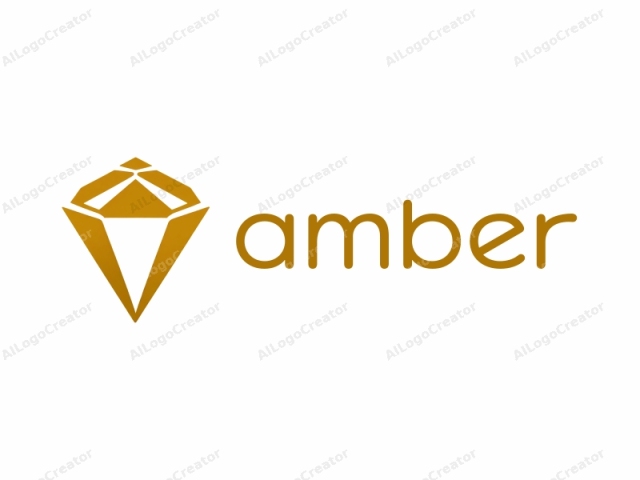 This is a minimalist logo design featuring a stylized, golden diamond shape with sharp angles and clean lines. The diamond is positioned centrally on a plain white background, creating a striking contrast that draws attention. The diamond's interior is filled with a solid