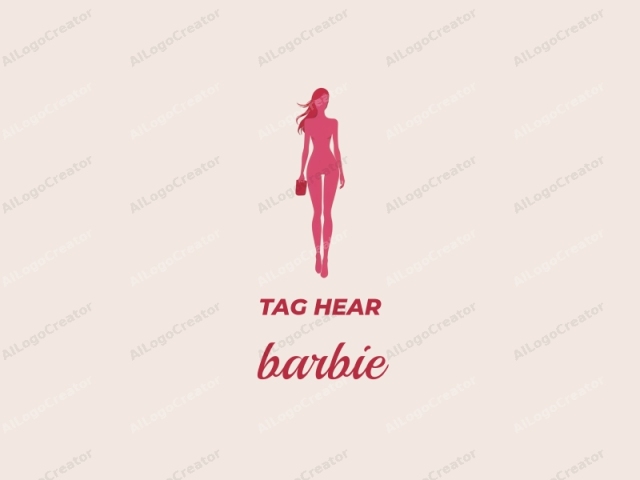 Dies ist ein minimalistisches, flaches Design-Logo mit einer stilisierten Silhouette einer nackten Frau. Die Figur ist in einem soliden Magenta-Farbton dargestellt, ohne Details oder Schattierungen. Ihre Silhouette zeigt sie mit einem selbstbewussten Schritt nach vorne gehend, ihr Kopf ist nach vorne gerichtet.