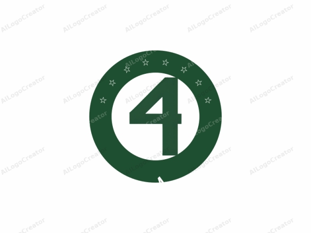 The image is a minimalist, digital design featuring a single number "4" prominently displayed in the center of a plain white background. The number "4" is rendered in a dark green color, providing a strong contrast to the stark white background.