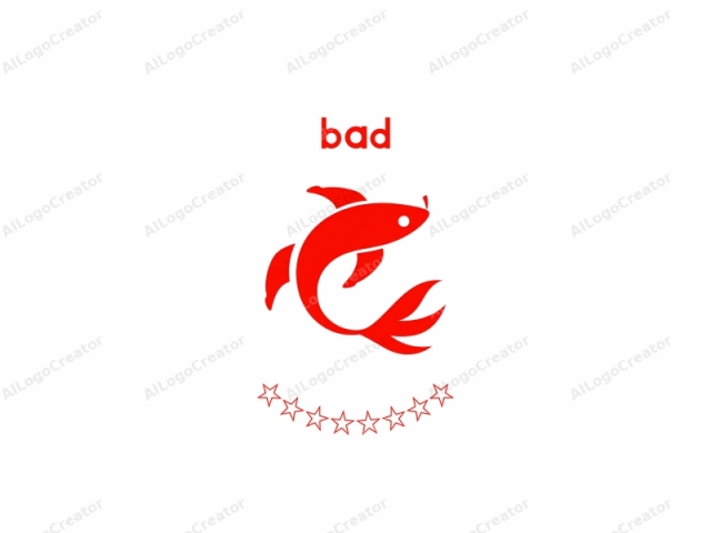 The image is a stylized, vector graphic logo of a fish in motion, rendered in bright, vivid red against a white background. The fish is depicted in a simplified, abstract form, with clean lines and smooth, rounded edges. Its body