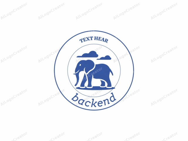 un elefante estilizado de color azul. Este logotipo, renderizado en un estilo minimalista de gráficos vectoriales, presenta un solo elefante mirando hacia la derecha. El elefante está representado con líneas suaves y limpias, destacando su forma básica y características clave. El diseño es monocromático