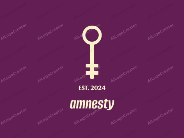 The image is a minimalist, abstract design featuring a large key symbol set against a solid purple background. The key is depicted in a simple, clean style with a yellowish-white color, making it stand out starkly against the deep purple backdrop.