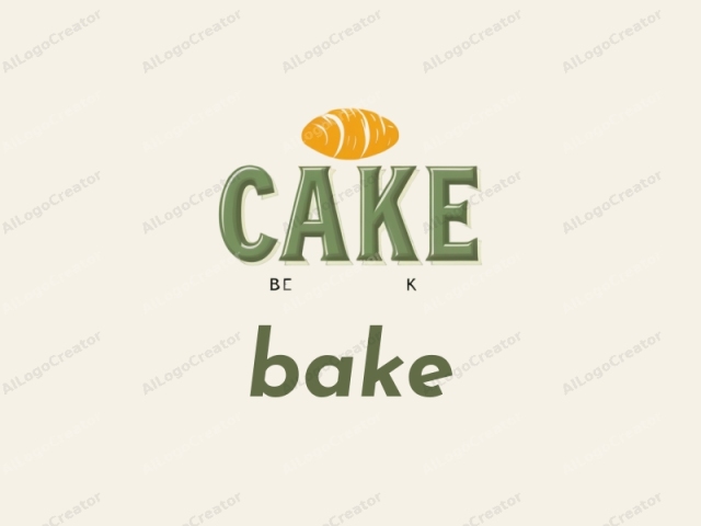 Este logotipo está diseñado en un estilo limpio, moderno y minimalista con un enfoque en la simplicidad y la elegancia. Presenta la palabra "CAKE" de manera prominente en una fuente grande, audaz y serif con un tono verde distintivo, que resalta contra