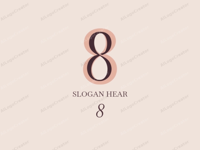 The image features a large, bold number "8" in the center. The number is styled in a modern, minimalist manner, using clean lines and a limited color palette. The background is a soft, pastel pink, providing a gentle and