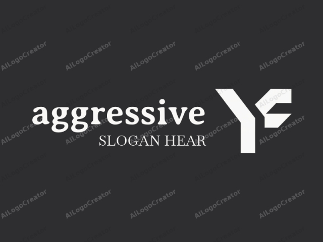 The image is a minimalist, abstract logo design featuring a stylized, monochromatic, geometric shape. The main subject is a white, angular figure resembling a capital letter 'Y' with an additional vertical element that curves slightly to the right.