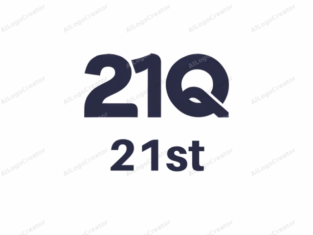 Este es un logo que presenta el número "21" en un diseño audaz y minimalista. El número se presenta en una fuente sans-serif con líneas suaves y limpias. El color del texto es azul marino oscuro, que contrasta fuertemente con el