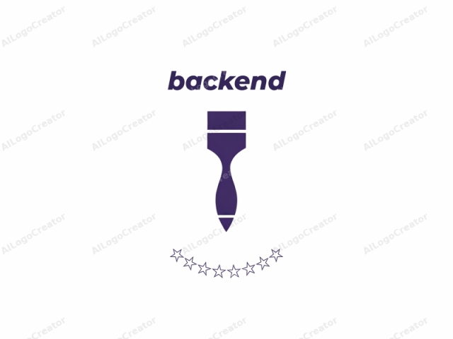 presentando un pincel estilizado. La imagen consiste en un diseño minimalista, con una forma de pincel simple pero elegante dibujada en morado sólido sobre un fondo blanco intenso. El pincel se representa con su cabeza y mango, caracterizado por líneas limpias y rectas.