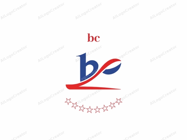 Dies ist ein digitales Logo mit einem stilisierten, abstrakten Design. Das Logo besteht aus zwei verschiedenen Farben: Blau und Rot. Das Hauptelement ist ein blauer, geschwungener Großbuchstabe "B" mit einem einzigartigen, fließenden Strich, der sich nach unten erstreckt