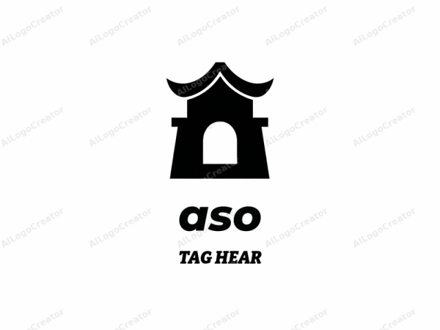 This is a simple, black and white logo in a minimalist, digital drawing style. The logo features a stylized depiction of a traditional East Asian temple or pagoda, often associated with Buddhist and Confucian cultural contexts. The structure has a