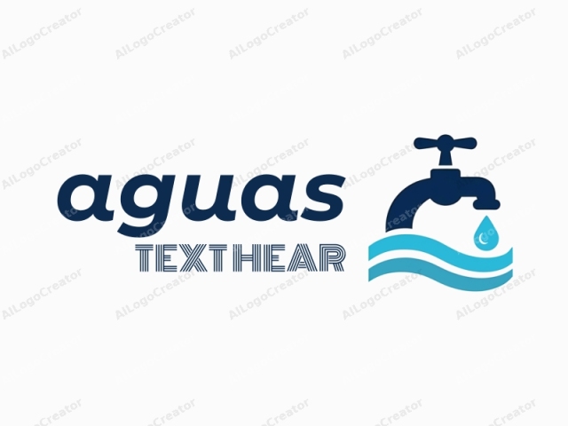 ein Wasserhahn. Das Logo zeichnet sich durch ein einfaches, minimalistisches Design aus, das eine dunkelmarineblaue Silhouette vor einem einfachen weißen Hintergrund verwendet. Der Wasserhahn ist stilisiert dargestellt, mit klaren Linien und minimalen Details. Die Form des Hahns ist