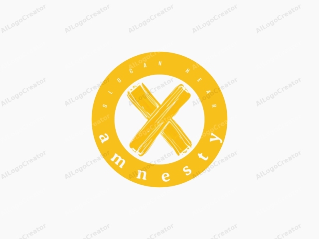 which consists of a bold, bright yellow, abstract "X" symbol. The X is created with broad, brushstrokes that vary in width, giving it a dynamic and energetic appearance. The brushstrokes are intentionally uneven and slightly messy,