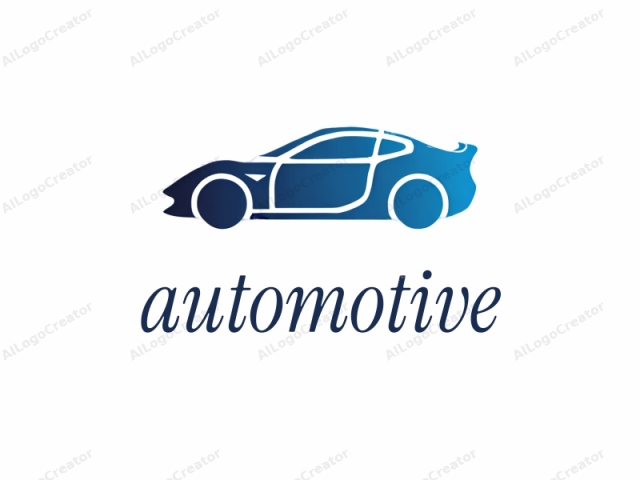 La imagen del logotipo es un dibujo minimalista y estilizado de un coche deportivo, representado en un diseño limpio y moderno. El coche se muestra de perfil, con el lado izquierdo visible, y está renderizado en un gradiente de tonos azules. El frente