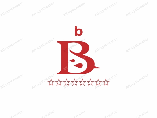 The image is a digital graphic logo featuring a bold, stylized letter "B" in red on a stark white background. The letter "B" is designed in a minimalist, modern style, with clean lines and sharp edges. The letter's