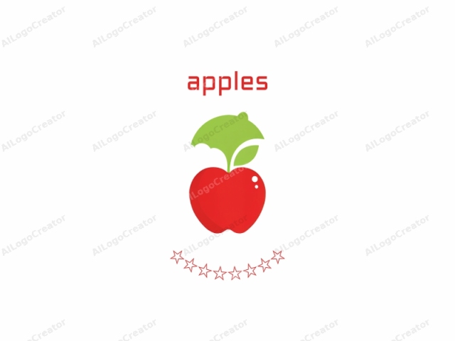 que presenta un diseño simple y minimalista. El logo consta de dos formas principales: una manzana roja brillante y una hoja verde claro. La manzana se representa con una textura suave y brillante, mostrando un pequeño reflejo blanco en su superficie, indicando un diseño tridimensional.