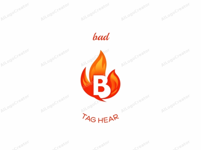 This is a stylized logo featuring a bold, capitalized letter "B" rendered in white. The "B" occupies the central part of the design and is set against a background filled with vibrant orange and red flames. The flames are intricately