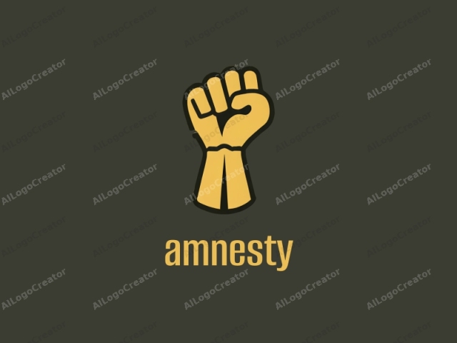 This image is a digital illustration featuring a stylized hand. The hand is depicted in a bold, yellow-orange color and raised in a fist, symbolizing strength and unity. The fist is centrally placed on a dark green background, which contrasts stark