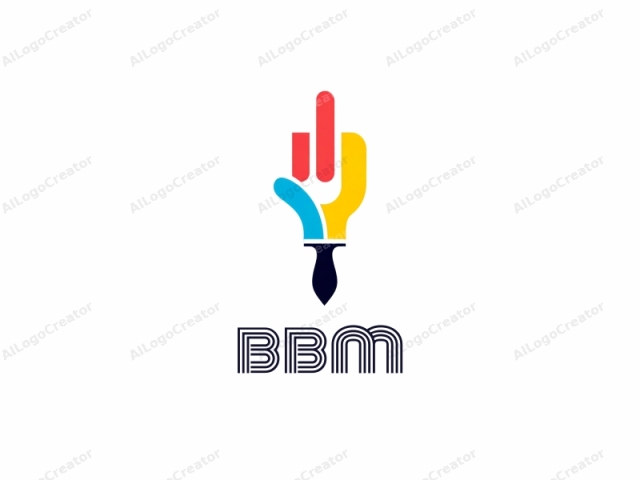 Este es un logo digital estilizado que presenta una mano con los dedos extendidos. La mano está representada en colores brillantes y audaces: los dedos son rojos, azules y amarillos, con la palma en blanco. La mano está en una pose dinámica