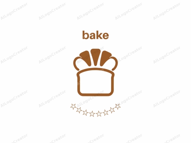 This is a simple, vector graphic logo featuring an outline of a bread loaf with a brown, stylized, and somewhat cartoonish depiction of a baker's hat above it. The loaf is drawn in a single, bold brown color, with a