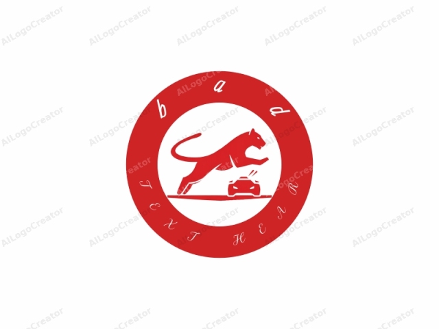 This is a digital logo featuring a stylized, red, upper-body depiction of a leaping leopard, with its tail curved behind and its front legs raised as if in the midst of a pounce. The leopard's silhouette is sleek and dynamic