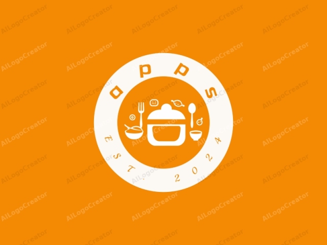 featuring a simple, flat, modern design. The image is composed in a bold, clean style with a bright orange background. Centered in the image is a white, stylized representation of a large cooking pot, occupying a large portion of the composition