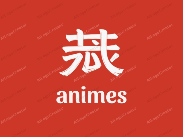 This is a digital art logo featuring a large, abstract kanji character rendered in bold white brush strokes against a solid red background. The kanji symbol is the character for "love" in Chinese and Japanese, with its traditional, calligraphic