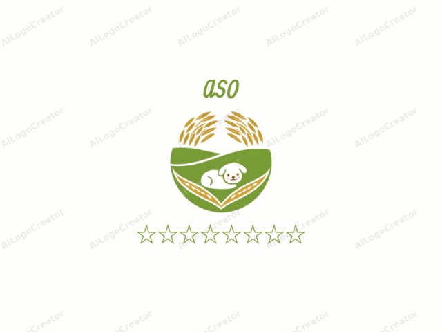 The logo is a stylized, minimalist graphic in a clean, modern digital design style. The central figure is a green, circular plate or bowl that resembles the top of a pot. Inside this bowl, a white, simple, and cute dog